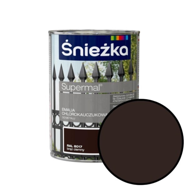 Chlorkautschuk-Emaille 0,9L Dunkelbraun RAL 8017 für Metall Śnieżka Supermal