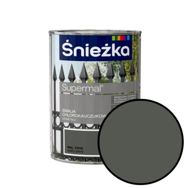 Chlorkautschuk-Emaille 0,9L Hellgrau RAL 7010 für Metall Śnieżka Supermal