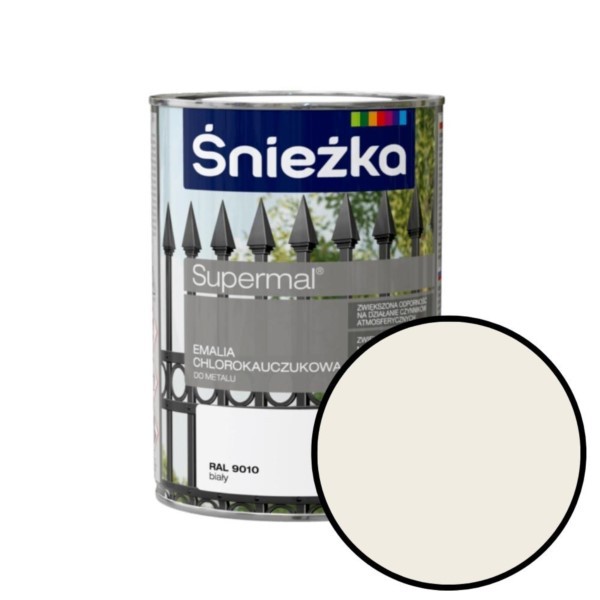Chlorkautschuk-Emaille 0,9L Weiß RAL 9003 für Metall Śnieżka Supermal