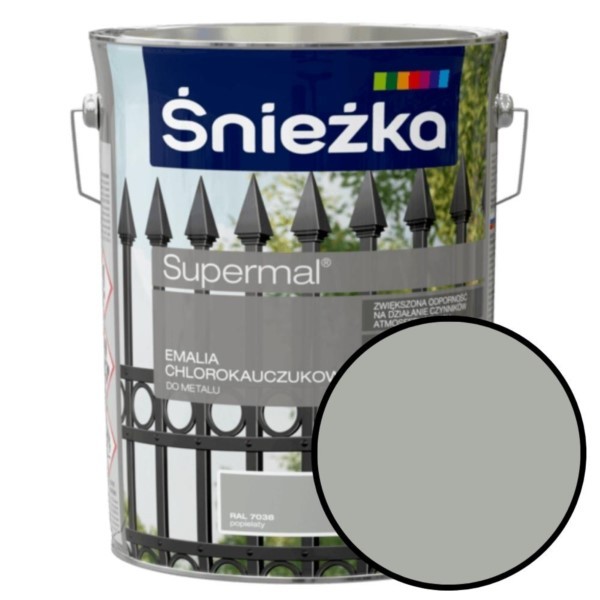 Chlorkautschuk-Emaille 5L Aschgrau RAL 8038 für Metall Śnieżka Supermal