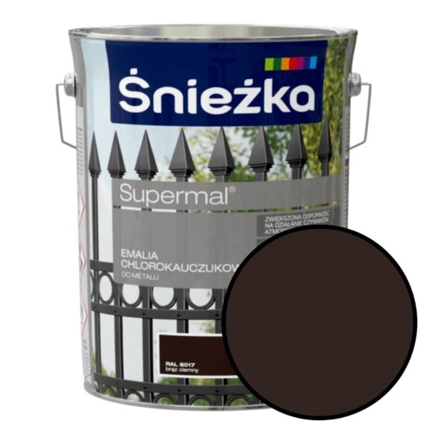 Chlorkautschuk-Emaille 5L Dunkelbraun RAL 8017 für Metall Śnieżka Supermal